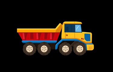 Fototapeta premium Pixel Art Yellow Dump Truck Illustration on Black Background