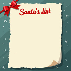 Obraz premium Santa's list on textured paper with decorative ribbon, holiday spirit
