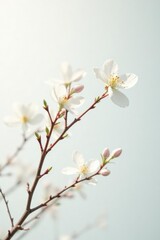 Obraz premium Delicate branches sway on a clean white background, nature, serene, calm