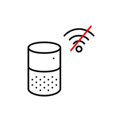 Smart speaker and wi-fi symbol crossed off. Offline mode, no internet access. Pixel perfect, editable stroke vector icon