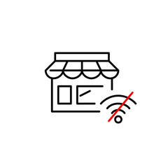 Store and no wi-fi . Shopping app disconnected. Pixel perfect, editable stroke vector icon
