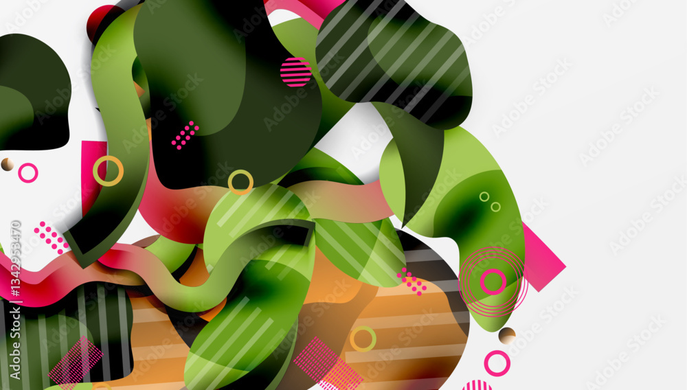 Poster abstract liquid shapes and lines background