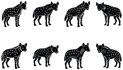 Hyena Vector Shilhouette Bundle Set Collection