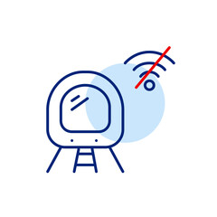 Subway train in tunnel and no wi-fi symbol. Public transport, no connection. Pixel perfect, editable stroke vector icon