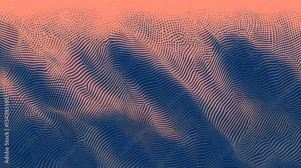 Aufkleber abstract digital landscape created from many tiny dots and lines