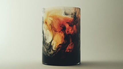Abstract Art with Colorful Swirls in Glass Container Background