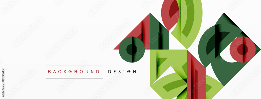 Aufkleber Abstract geometric background with shapes, featuring circular and rounded elements. Bold contrast, smooth gradients, dynamic composition, futuristic style