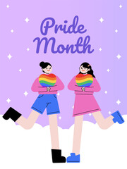 People Celebrate Pride Month with Love and Equality and Diversity Poster Template