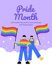 People Celebrate Pride Month with Love and Equality and Diversity Poster Template