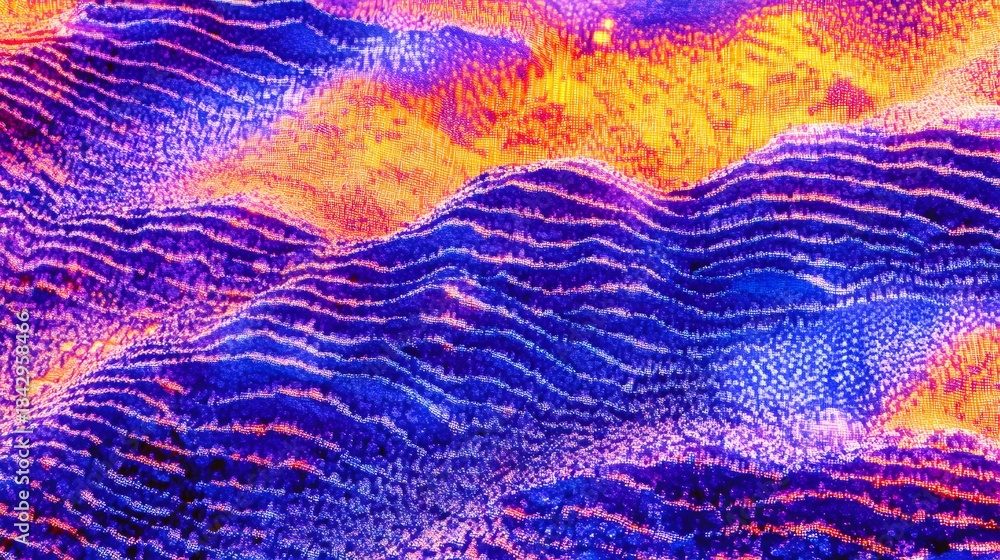 Poster abstract depiction of undulating textures with vibrant color gradients