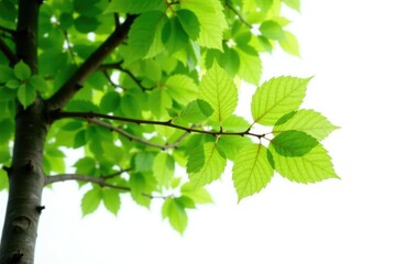 Obraz premium Leaves and stems of a tree isolated on white background, nature, foliage
