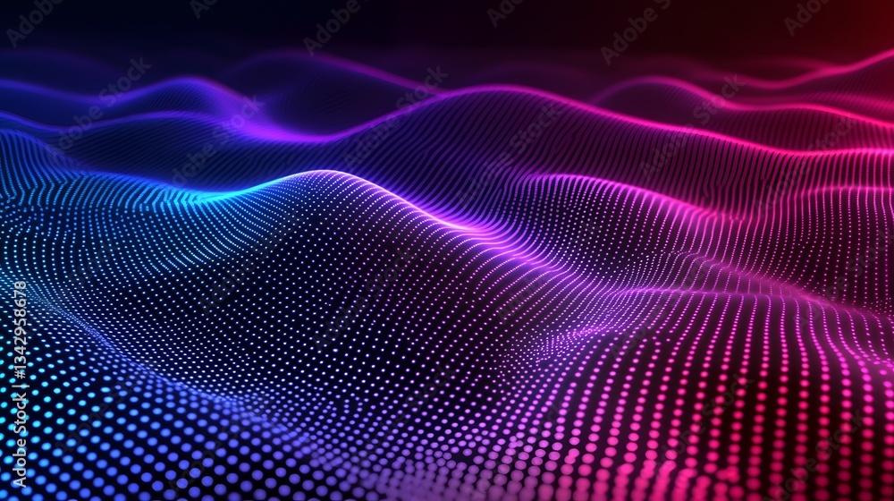 Aufkleber abstract visualization of digital data waves with glowing vibrant colors