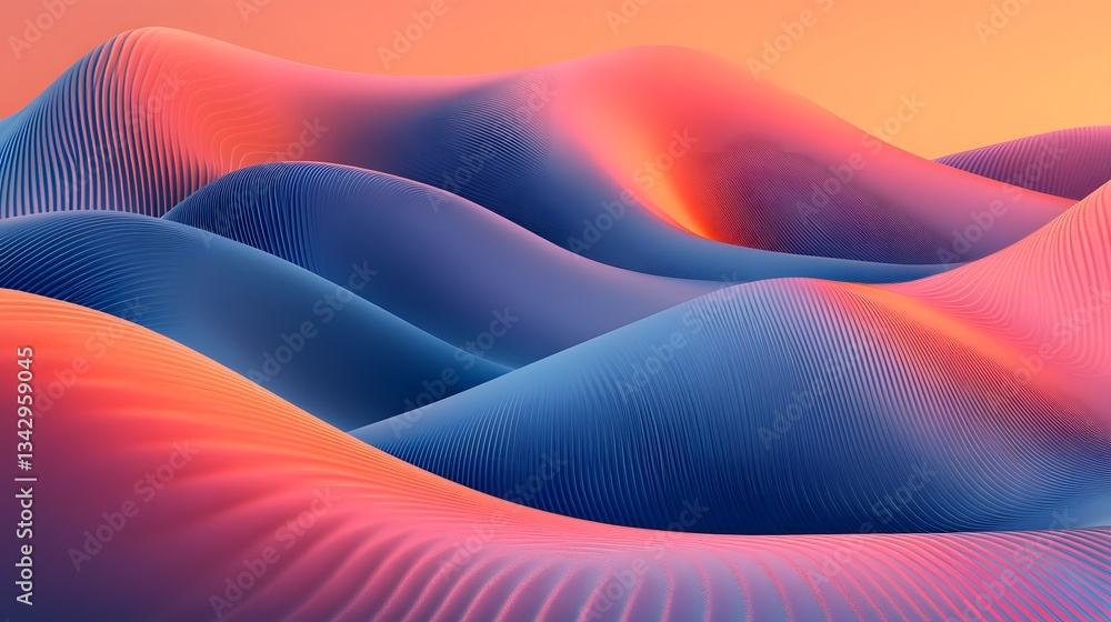 Poster abstract rendered waves with textures and colors are displayed beautifully