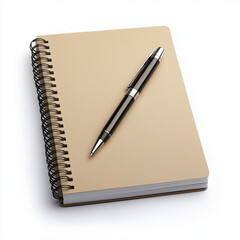 Spiral Notebook with Pen Mockup – Isolated on White Background, Stock Photography Style