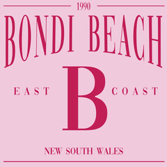 Bondi beach australia straya oz aus pink sydney Trending Whreaf Graphic Tee t-shirt logo slogan graphic artwork typography tote badge emblem crest  layout y2k fashion 