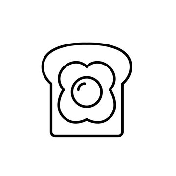 recommend clip art: Sunny side up egg on toast. Classic breakfast. Pixel perfect, editable stroke vector icon