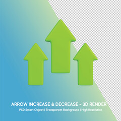 Green 3D Render Arrows for Increase and Decrease