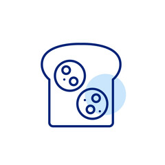 Toast bread with slices of salami. Classic breakfast. Pixel perfect, editable stroke vector icon