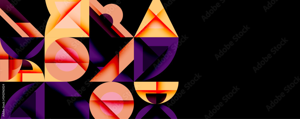Poster minimal geometric abstract background. circle square and triangle design