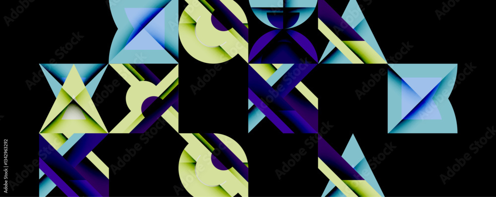 Poster Minimal geometric abstract background. Circle square and triangle design