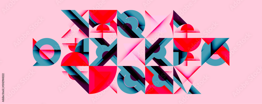Poster minimal geometric abstract background. circle square and triangle design