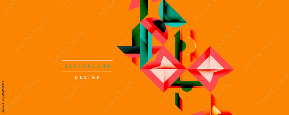 Aufkleber Minimal geometric abstract background. Circle square and triangle design