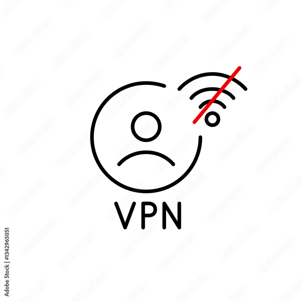 Poster vpn user profile and no wi-fi symbol. secure internet connection unavailable. pixel perfect, editabl