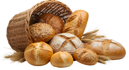 Assorted Artisan Breads in Rustic Wicker Basket