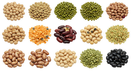 Colorful Assortment of Legumes on Black Background