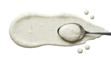 Creamy White Herb Sauce Drizzle on Transparent Background