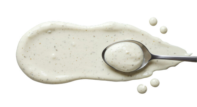 Creamy White Herb Sauce Drizzle on Transparent Background
