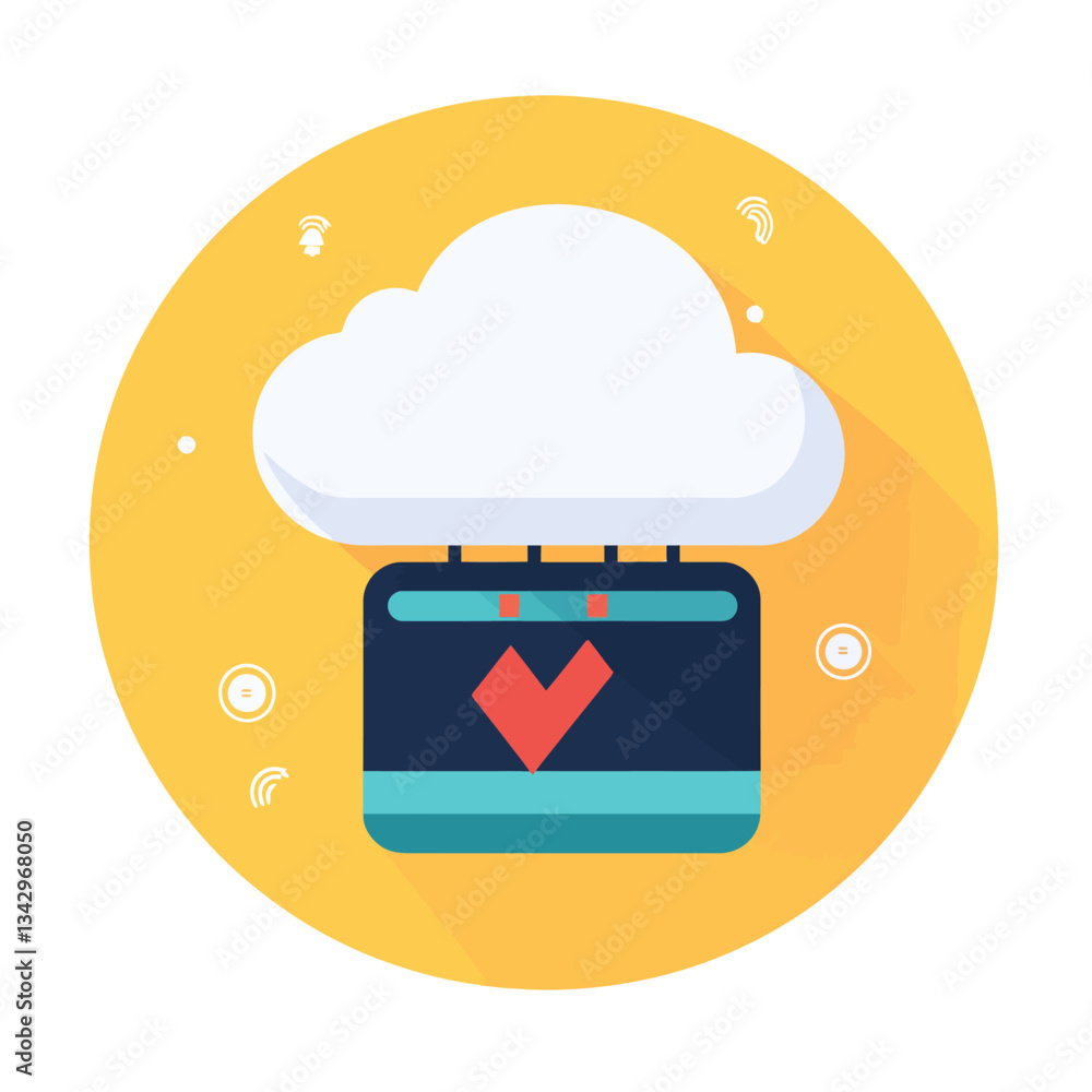 Poster cloud computing data transfer icon graphic on yellow background design