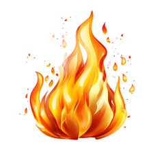 Illustration of a bright orange and yellow flame on black background