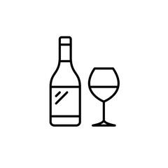Wine bottle and glass. Drinks menu. Restaurant or bar. Alcohol shopping. Pixel perfect, editable stroke vector icon