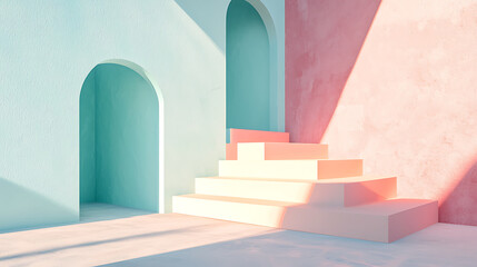 Abstract Geometric Designs with Vibrant Colors and Minimalist Architecture