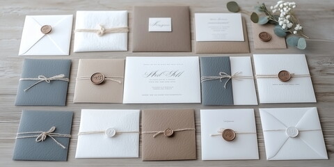 Invitations. Invitation envelopes and seals for wedding ceremonies and other gathering events.