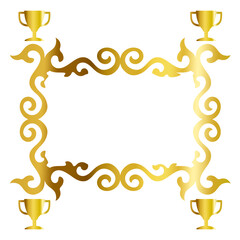 Golden Elegant Victorian swirls with trophy vector for awards, achievements, and decorative elements. Perfect for classic design, certificate templates, and vintage-style projects.