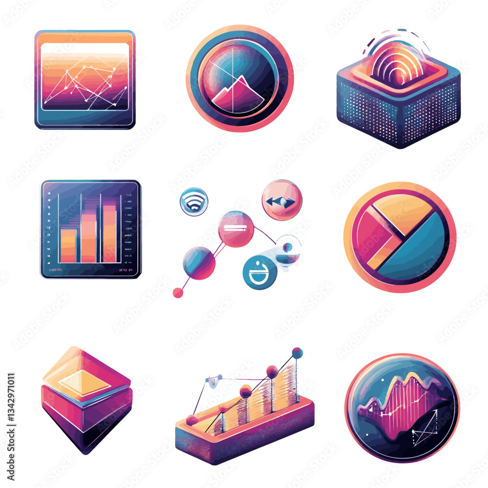 Aufkleber abstract data analysis infographics with gradient colors on white background