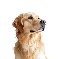 Portrait of a golden retriever dog looking to the right side