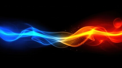 Obraz premium Colorful Waves of Light in Blue, Orange, and Red on Black Background