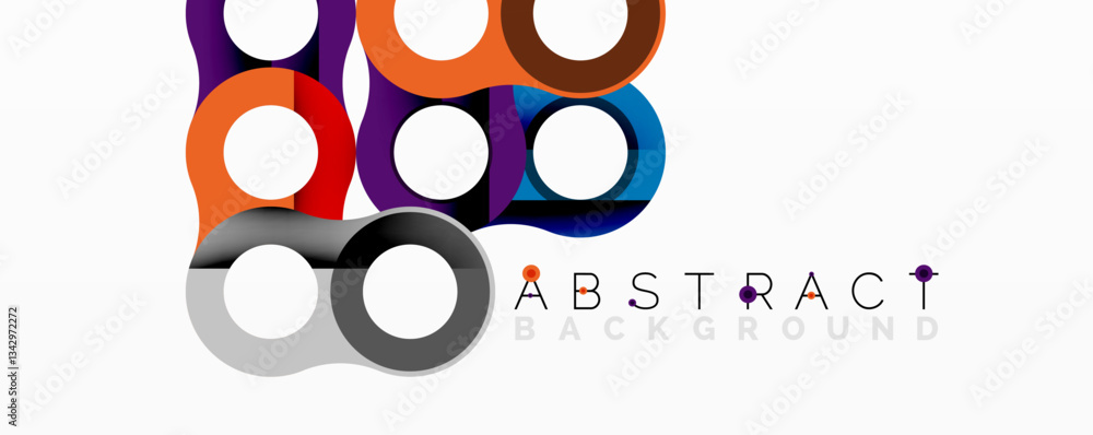 Aufkleber Abstract circle element composition with overlapping circular and tubular shapes featuring smooth gradients, transparency effects, and dynamic layering