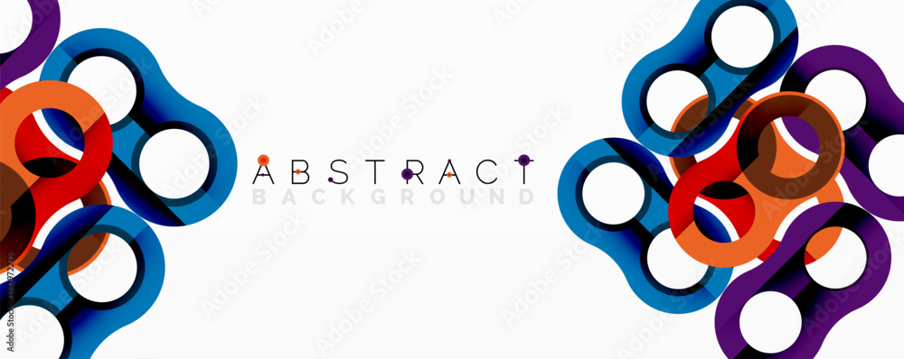Poster abstract circle element composition with overlapping circular and tubular shapes featuring smooth gr