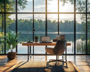 A peaceful workspace bathed in morning light, inviting relaxation and inspiration.