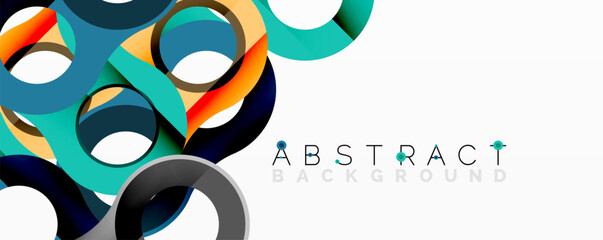Obraz premium Abstract composition with intertwined circular and tubular forms creating fluid structure with gradients, depth, and sharp contrasts