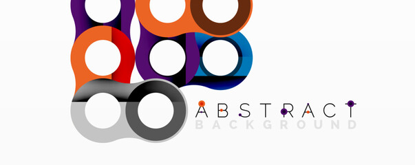 Abstract circle element composition with overlapping circular and tubular shapes featuring smooth gradients, transparency effects, and dynamic layering © antishock