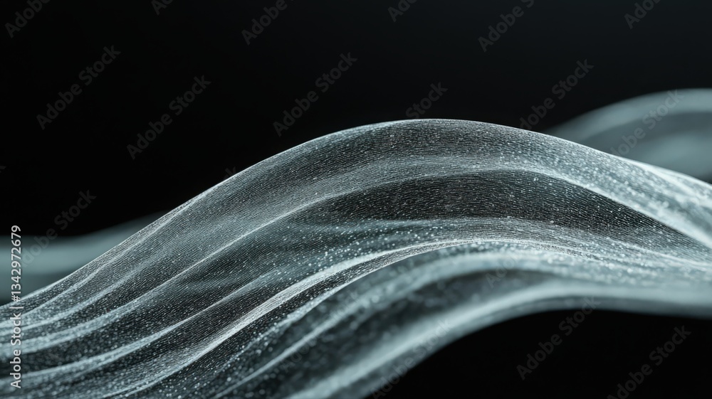 Poster abstract cool-toned particle wave on dark background
