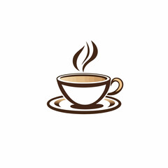 Minimalist Coffee Cup Illustration with Steam on White Background
