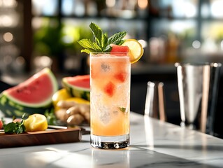 Watermelon Ginger Fizz &ndash; Refreshing Summer Cocktail with Mint and Citrus