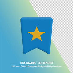 3D Render of a Blue Bookmark with a Yellow Star