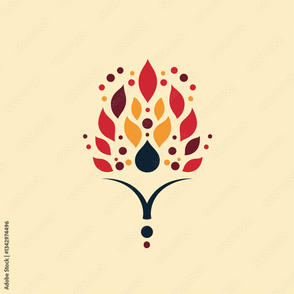 Poster abstract tree vector with autumn colors for logo design background